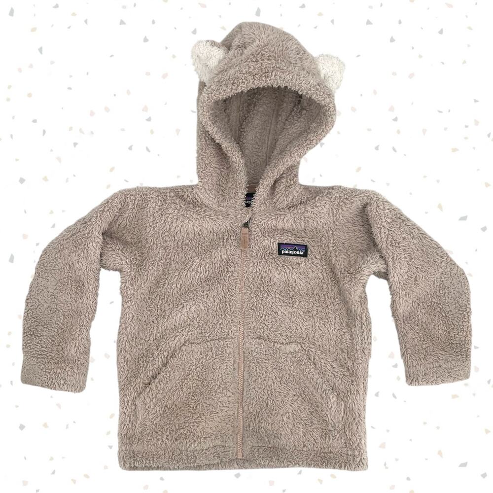 Patagonia Natural Furry Friends Hoodie Fleece Jacket Hooded Zip Up Coat Size 2T